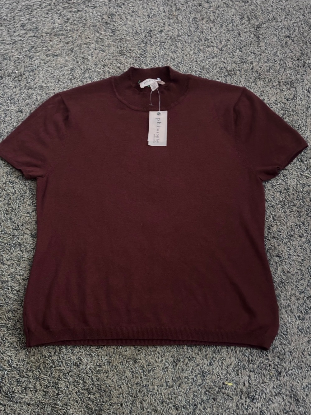 Philosophy Wine-Red Short Sleeve Knit Top